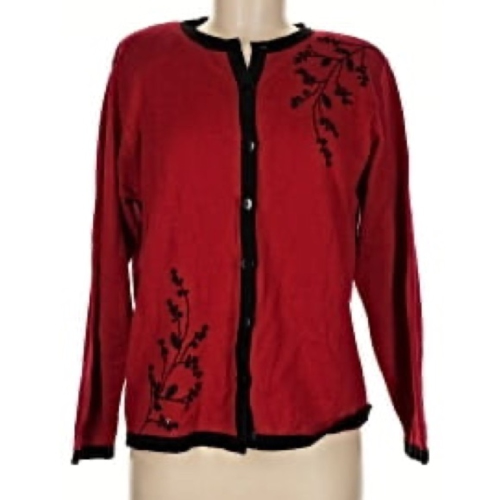 LAURA | Red Floral Women's Cardigan
